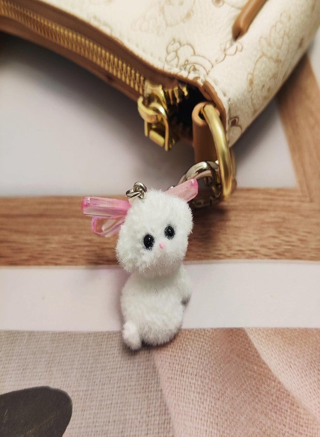 Nalefow Cute Dog Keychain Fuzzy Dog Puppy Decor Keychain Aesthetic Y2K Purse Bag Charm Stylish Dog Pendant Keychains Accessories (White) - Image 2